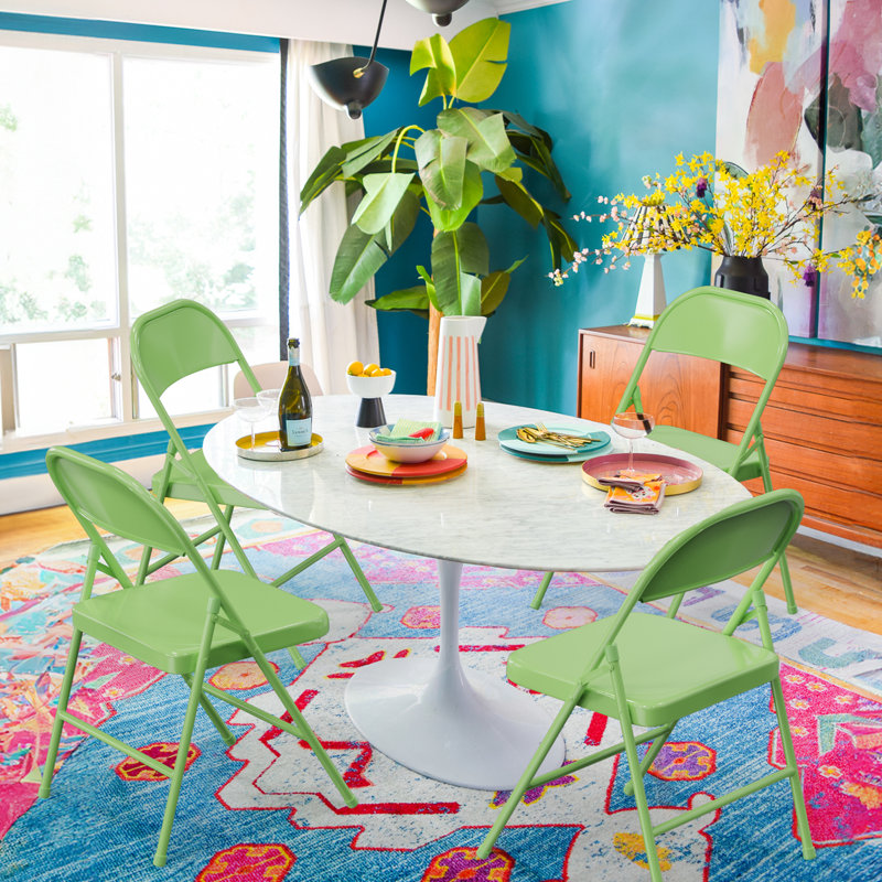 Chaise de patio pliante en métal (ensemble de 4), Vert