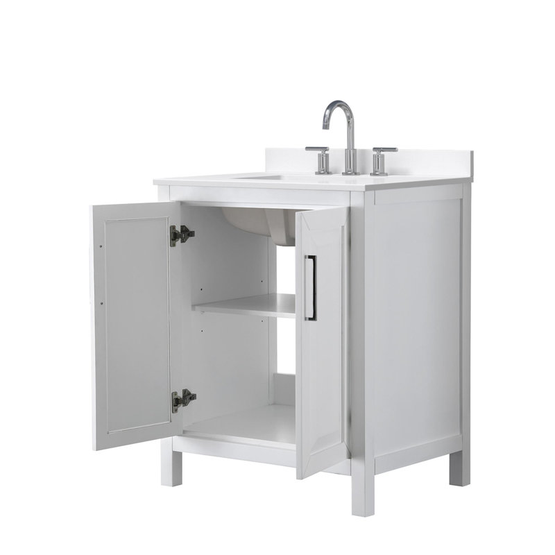 Daria 30'' W Vanity, White Quartz, White, Polished Chrome