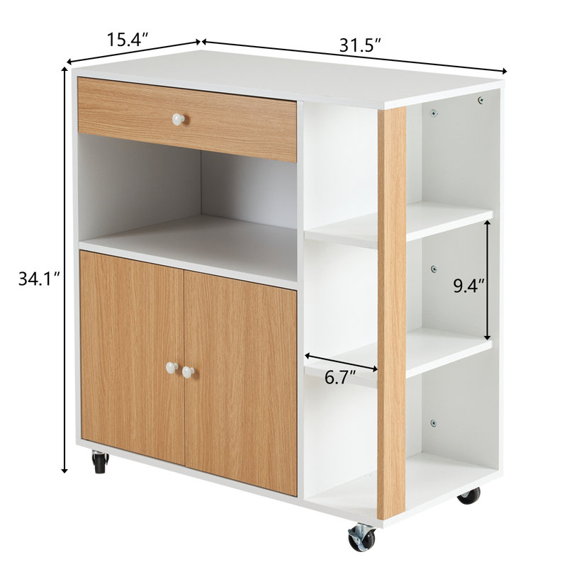 Masera Wood Kitchen Cart, White/Oak