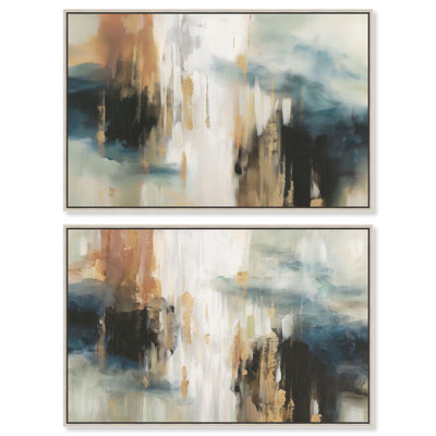«Clearing Mist», ensemble de 2 reproductions d'art sur toile par Art Remedy, cadre argenté, 15 x 10