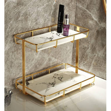 Double Layer Bathroom Organizer Storage Rack Iron Shelf Makeup