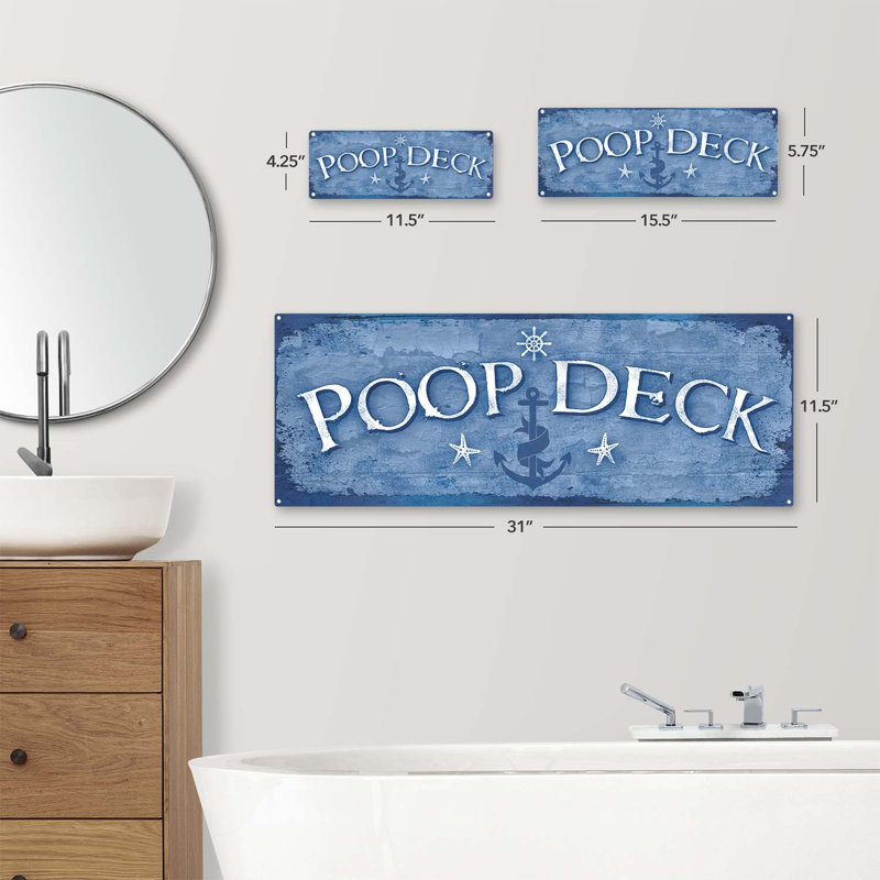 «Nautical Deck Metal Sign» sur métal, H 4,25 po x l 11,5 po x P 0,04 po