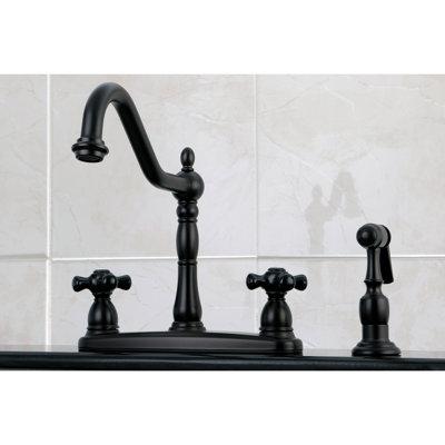 Kingston Brass Duchess Two-Handle 4-Hole 8" Centerset Kitchen Faucet with Side Sprayer