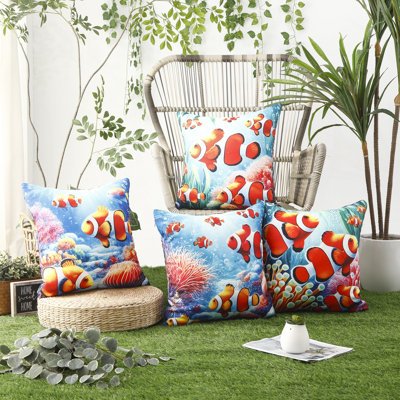 Indoor / Outdoor Animal Print Red Square Throw Pillow Cover