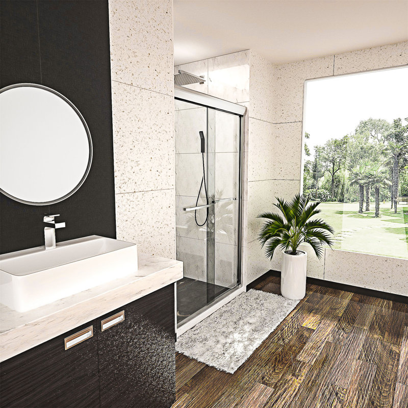 Porte de douche coulissante semi-sans cadre, Chrome chrome