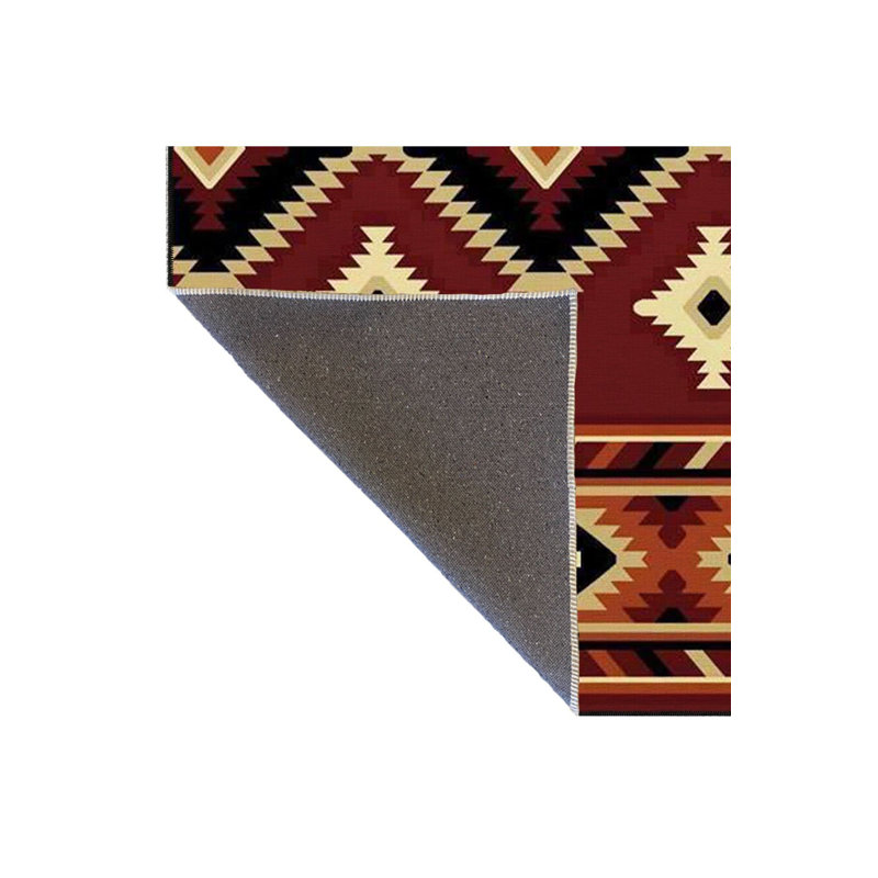 Tapis décoratif tissé à motif géométrique brun à motif de losanges lavable à la machine, Rectangle 5 pi 1 po x 7 pi 7 po