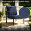 Fauteuil club d'extérieur en aluminium pour patio, chaise de salle à manger en osier de patio avec coussin et dossier en osier de polyéthylène résistant aux intempéries pour patio, terrasse, balcon et jardin-1766020278