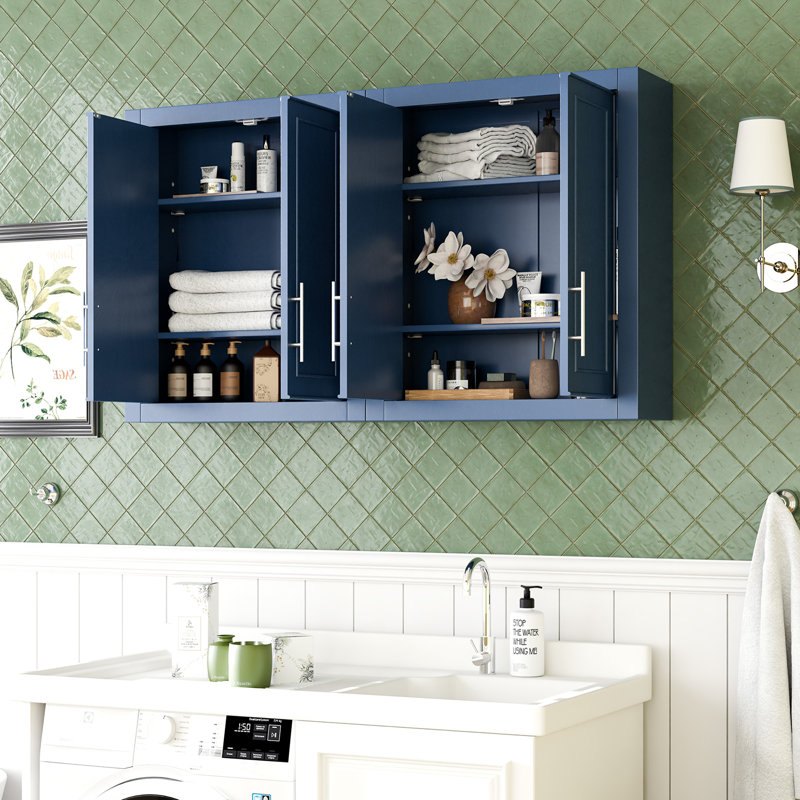Armoire de rangement moderne avec tablettes réglables, Bleu