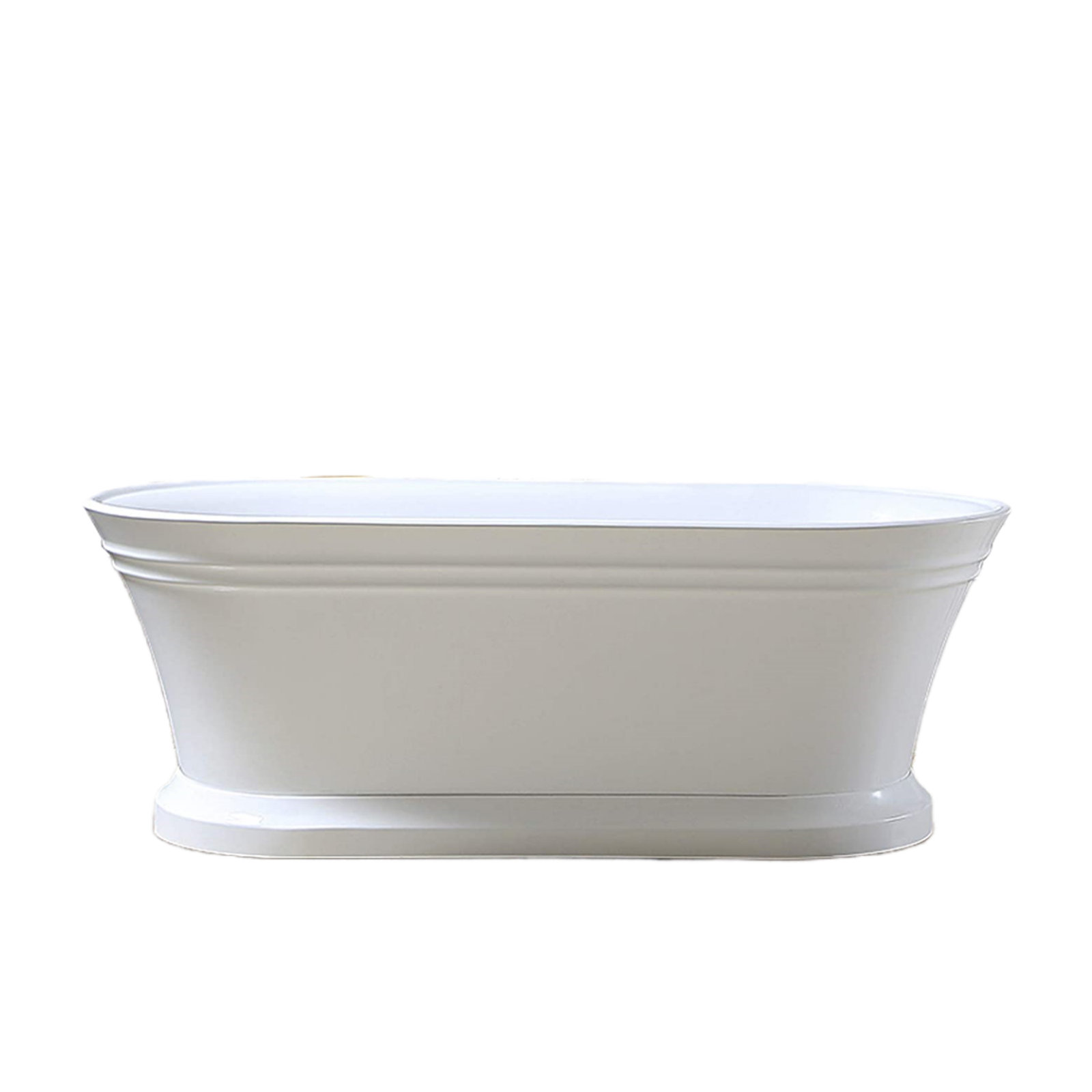 59" x 30" Freestanding Soaking Acrylic Bathtub, White/Classic Chrome