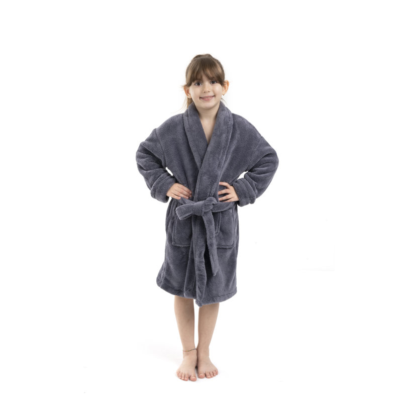Basel Microfiber Fleece Fleece Gender Neutral Bathrobe, XL, Gray