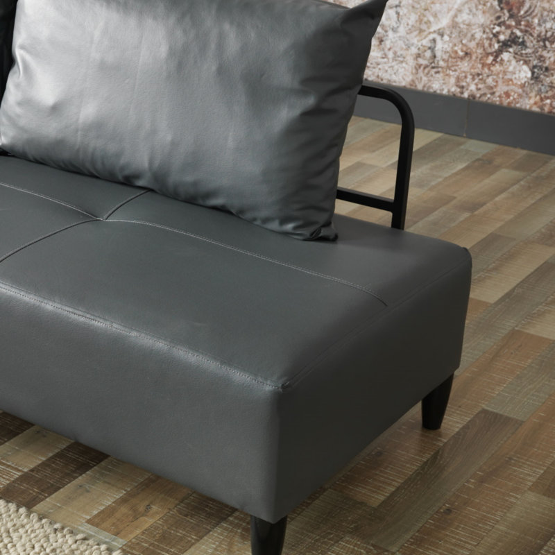 Canapé modulaire rembourré en métal Vynil, Similicuir gris
