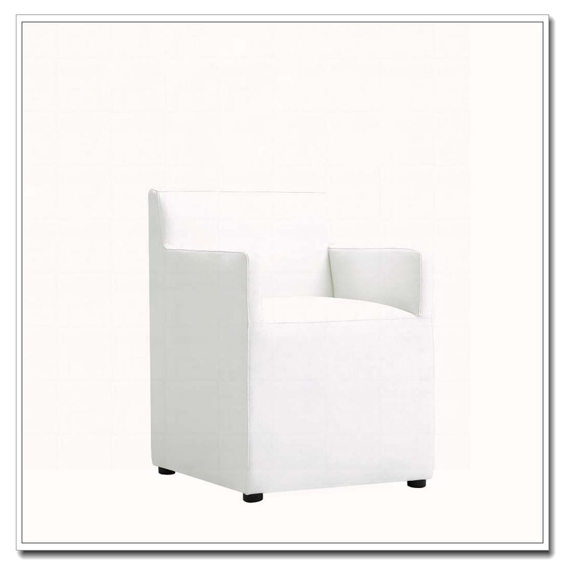 Fauteuil de salle à manger en similicuir, Blanc