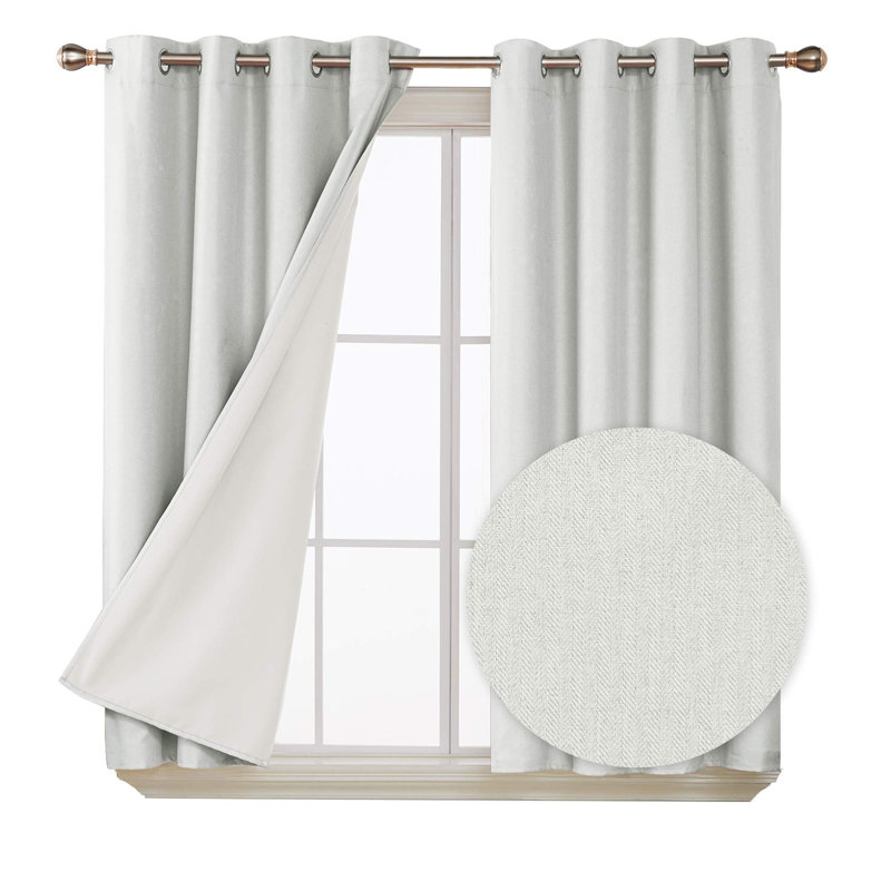 Total Coating Blackout Curtains (Set of 2), 52" W x 54" L, Light Grayish White