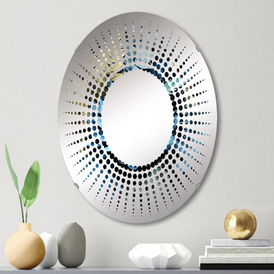 Fougères bleues Verdant Elegance I - Miroir décoratif Starburst-MIR111885-Ovale