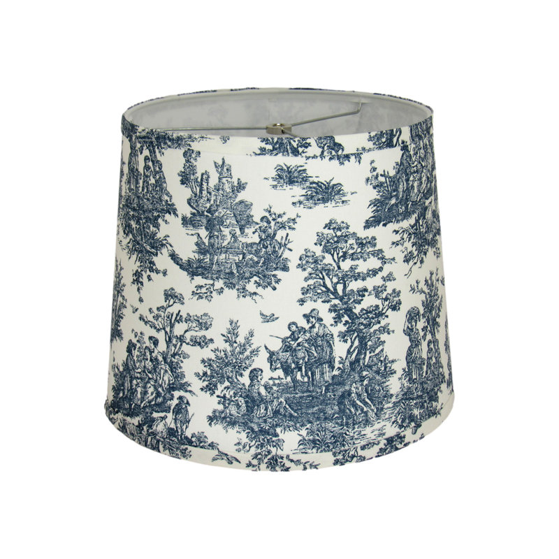 Abat-jour tambour en coton bleu marine, H 9 po x l 10 po x P 10 po