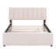 Lit rembourré avec motif à rayures et espace de couchage supplémentaire beige - Transformez votre chambre à coucher en une retraite confortable avec des lumières à DEL et un lit gigogne multifonctionnel-1611788226