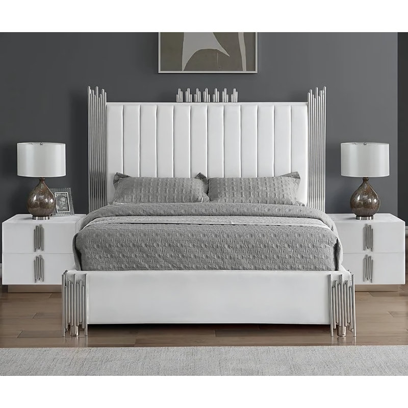 Lit plateforme Holmquist Ashaureah, Grand, Blanc