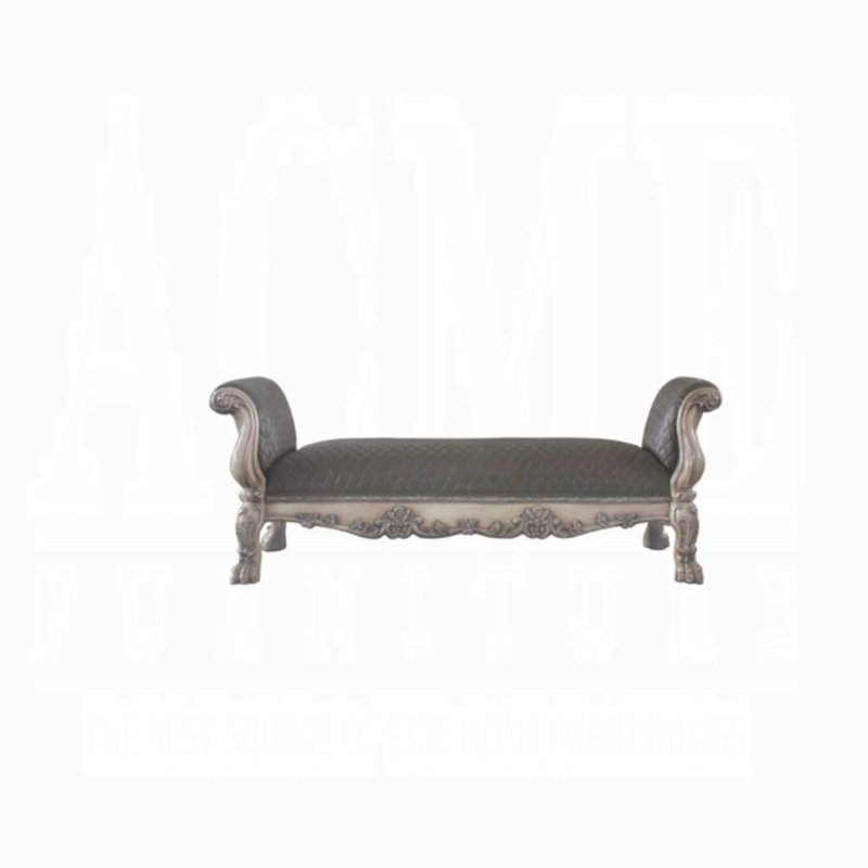 Ardel Synthetic Leather Bench, Light Gray, Vintage Bone White