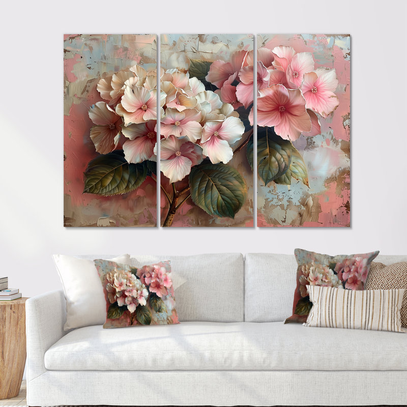 Ensemble de décorations murales Baio Hydrangea Country Charm III - Hydrangea, Métal, H 40 po x l 60 po x P 1 po