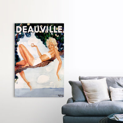 «Deauville», affiche rétro par Jean Gabriel Domergue, reproduction d'art sur toile tendue par Jean Gabriel Domergue