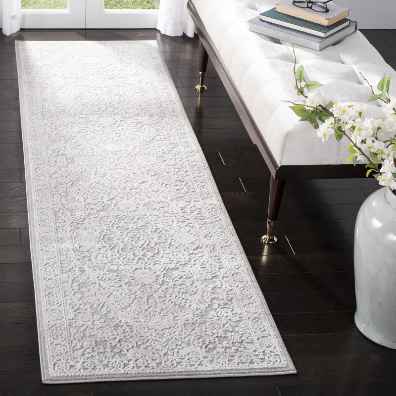 Calidia Power Loom Light Gray/Cream Rug, Runner 2'3" x 8'