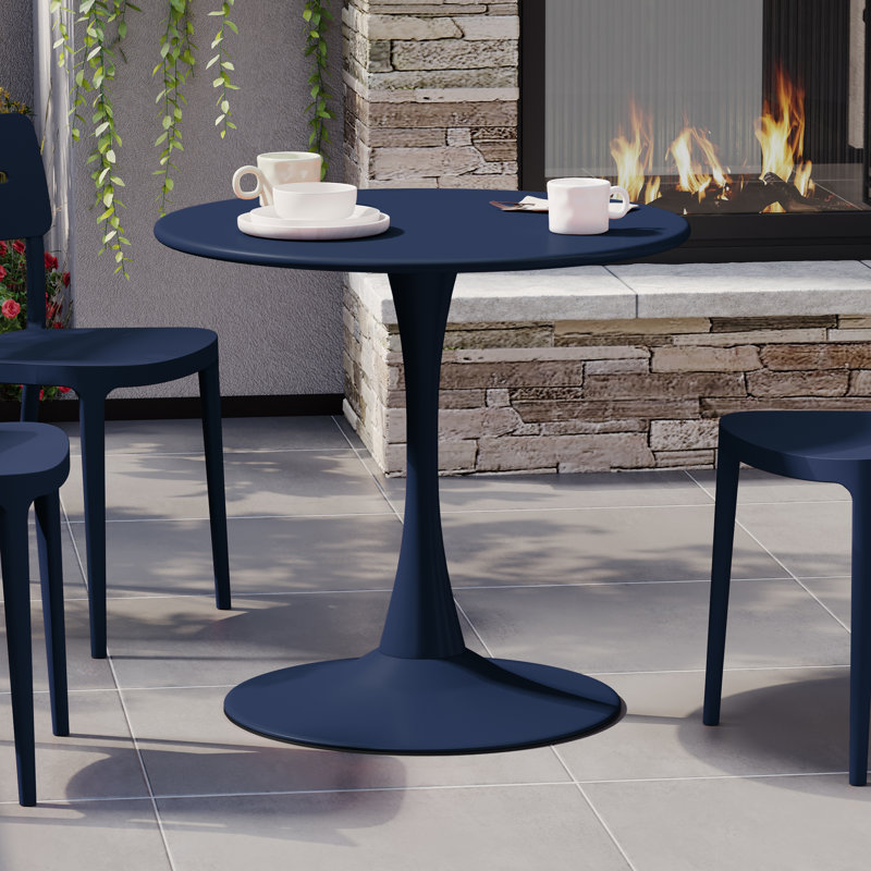 Outdoor Steel Dining Table, Navy Blue