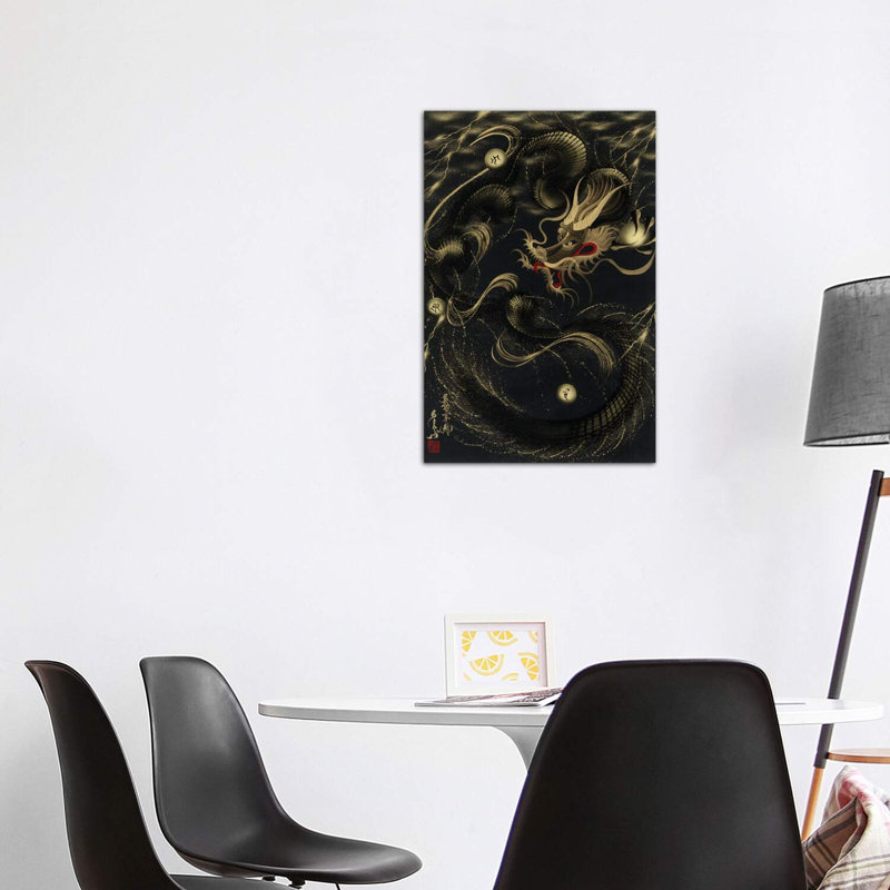 «Thunder Black Dragon» - reproduction, H 40 po x l 26 po x P 1,5 po, Toile tendue
