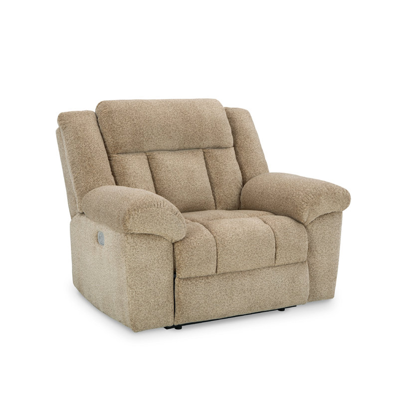 Gwendolyne Upholstered Power Recliner, Brown Polyester