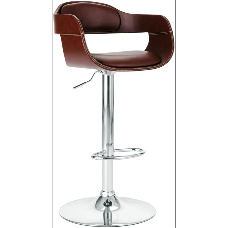 Tabouret de bar contemporain pivotant réglable avec siège et dossier rembourrés, parfait pour le confort et le style de toute cuisine ou bar moderne.