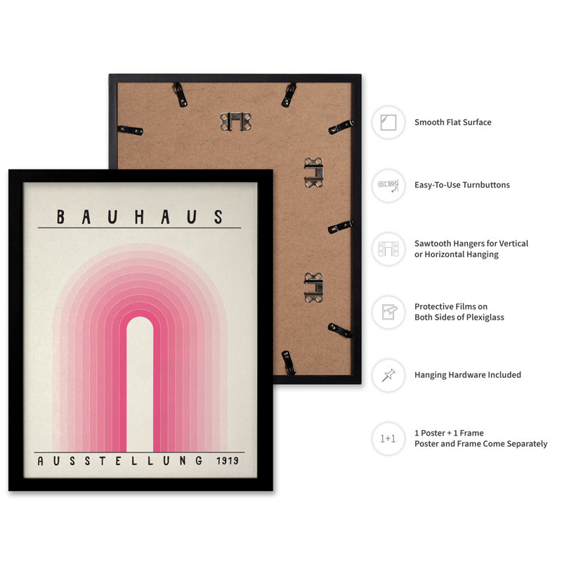 Rose Bauhaus Ausstellung 1919, Cadre noir, Affiche, H 11 po x l 14 po