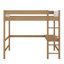 Lit mezzanine simple avec bureau, lit superposé en bois d'hévéa avec échelle et garde-corps, tête / pied de lit rembourré Boucle, petit espace, naturel