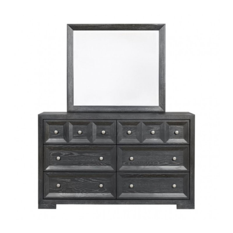 Commode 6 tiroirs avec miroir Pearson, Weathered Black
