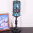 Small Tiffany Table Lamp Stained Glass Candlestick Style Table Light Green Liasion Style  4X15Inch