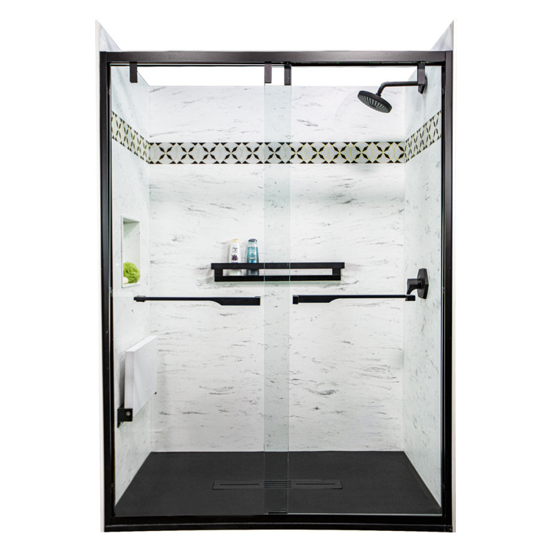SaraMar 36'' W 36'' D 72'' H Glue Up Solid Surface Wall, 96" H x 60" W x 36" D