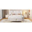 Ensemble de chambre à coucher 2 pièces, lit plateforme tapissier avec système de rangement hydraulique, repose-pieds de rangement avec pieds en métal, beige