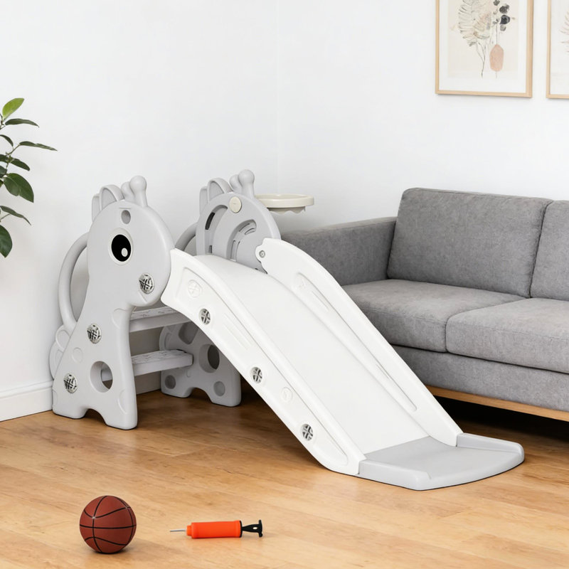 Glissade avec grimpeur intégré, apparence de girafe, pas antidérapants, rampes latérales, fabrication simple à entretenir, pendant 1 an et plus
