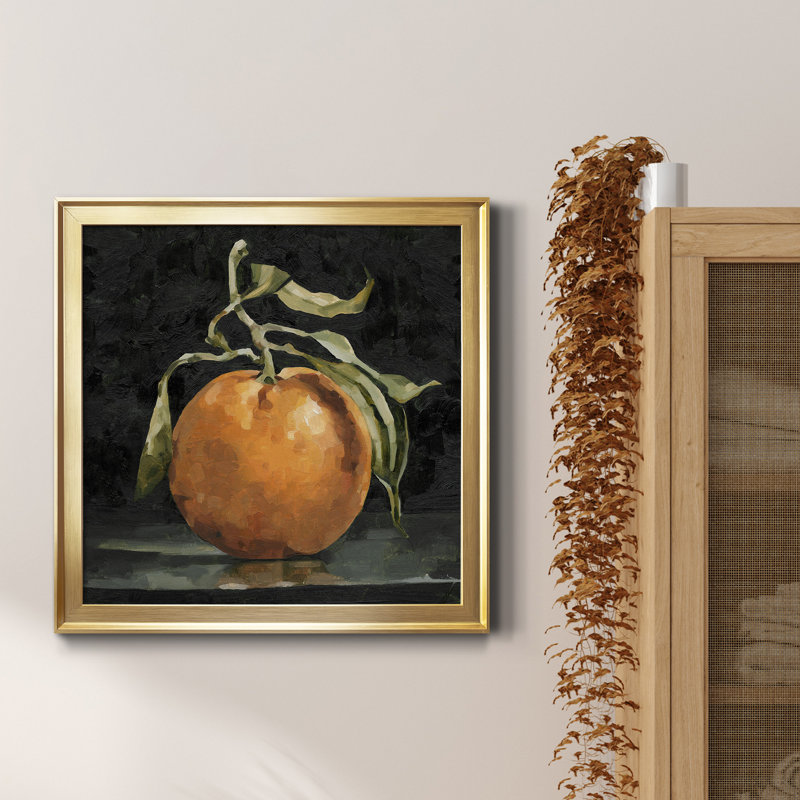 6_Orange foncé Deux II - reproduction encadrée de qualité supérieure - prête à être accrochée, Toile avec cadre doré