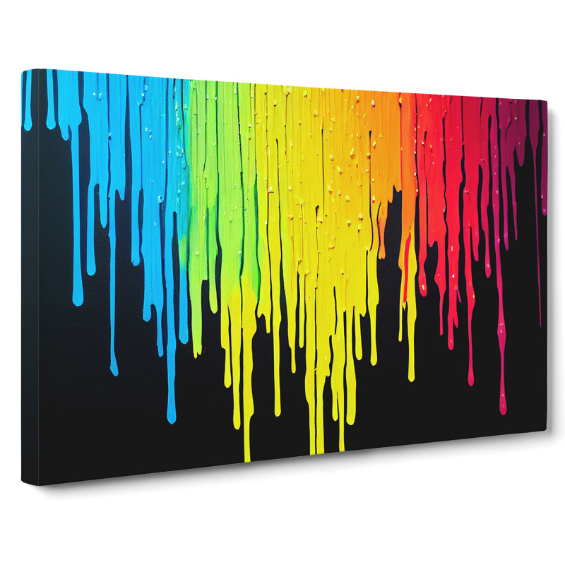 Dripping Rainbow Abstract - Wrapped Canvas, 35cm H x 50cm W x 3cm D