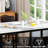 Space-Saving 39" Bar Table Set for 2 with PU Leather Stools - White Marble MDF Counter Height Dining Set