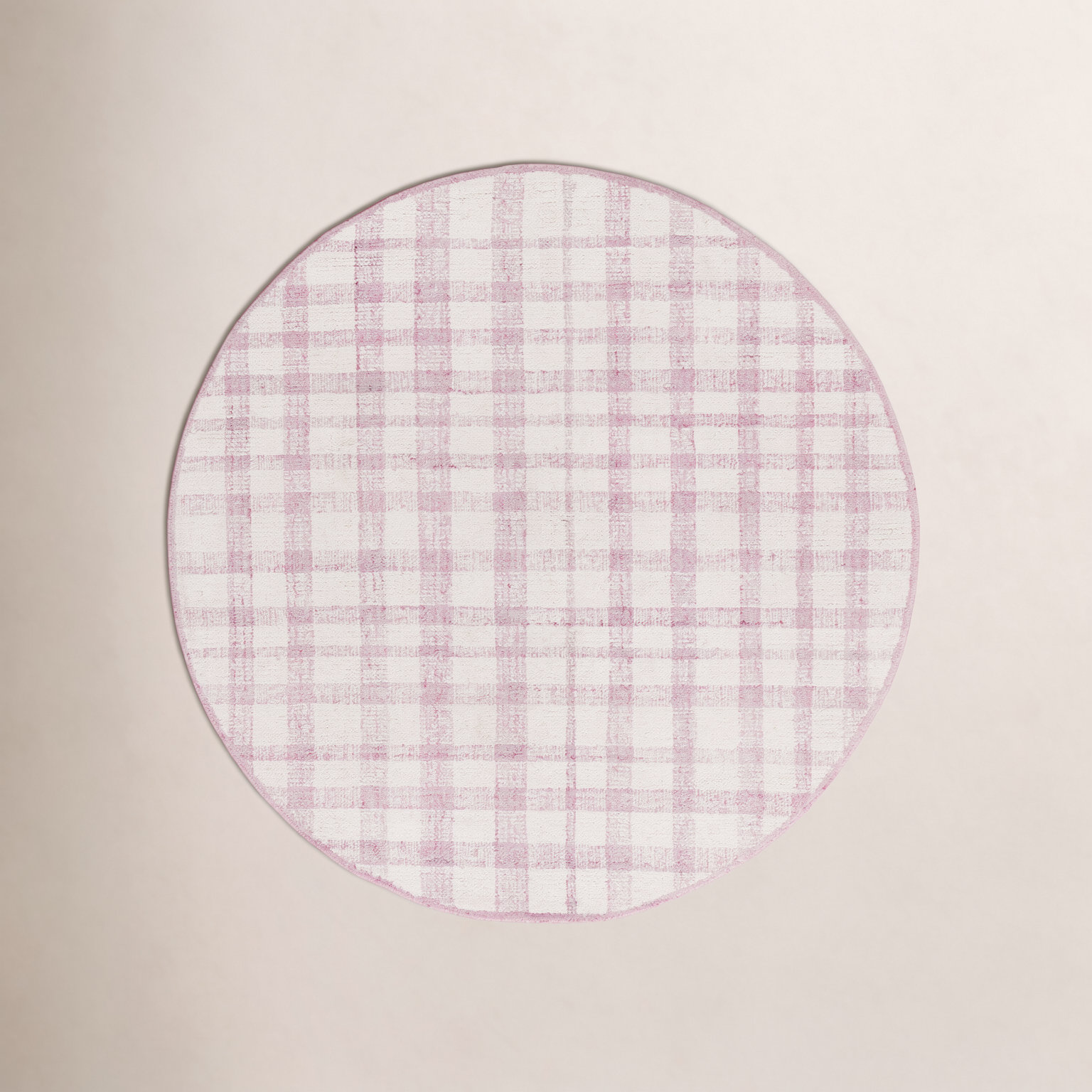 Hand-Tufted Plaid Performance Rug, Round 6"