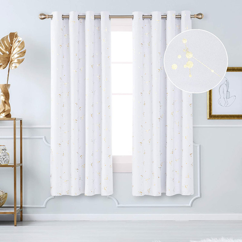 Bertie Room Darkening Thermal Curtains, Greyish White, Width 117 x Drop 183 cm