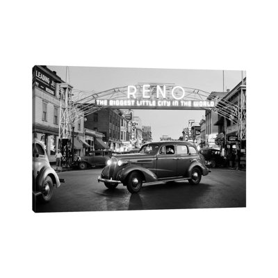 1930s Night of Arch over Main Street Reno Nevada Neon Sign the Biggest Little City in the World 1 Piece Wrapped Canvas Wall Art