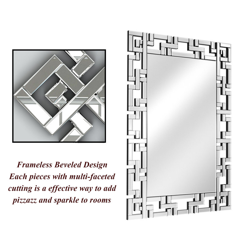 Adalya Wall Mirror Rectangular Art Style Decorative Mirror for Living Room Bedroom Entryway Horizontal Vertical
