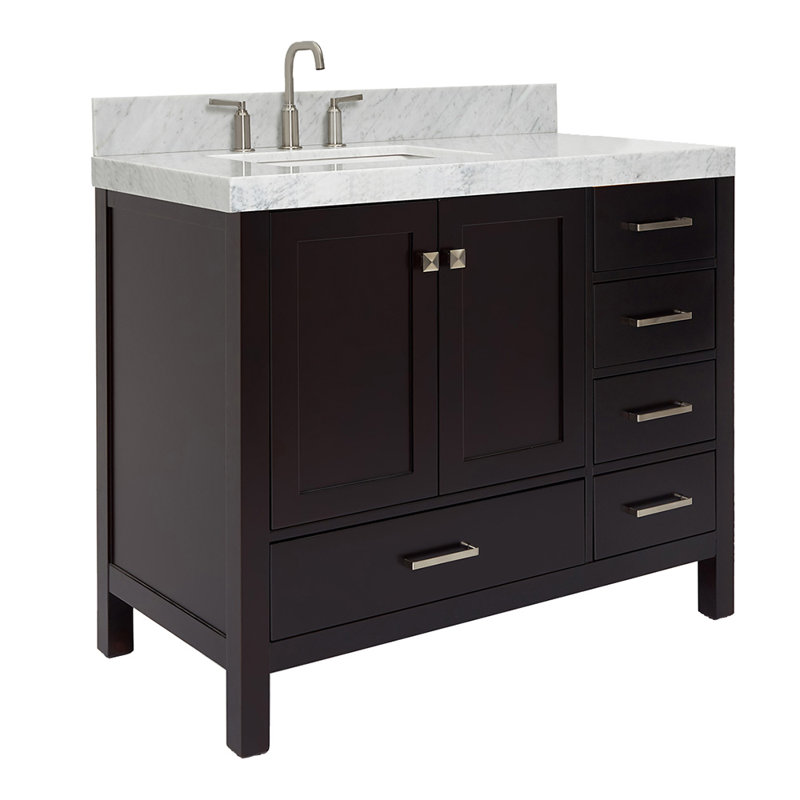 Cambridge Single Bathroom Vanity with Carrara Marble Top, Espresso