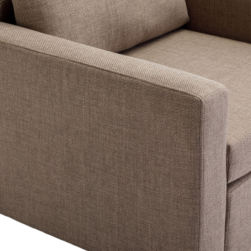 Canapé modulaire à 4 places avec 1 repose-pieds, Mélange de lin brun