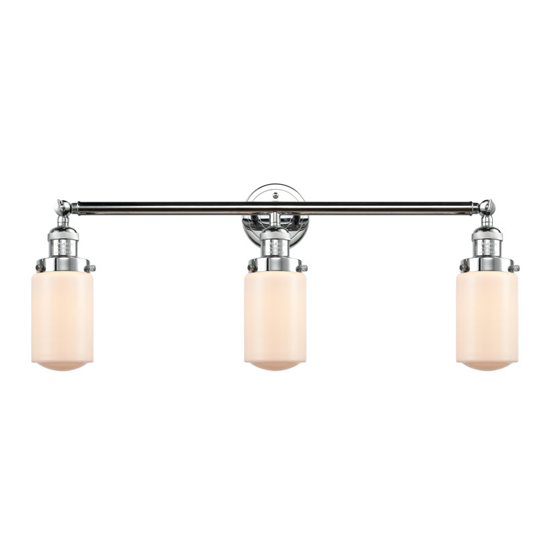 Éclairage pour salle de bain 3 lumières Saroyan, Ampoule incandescente rétro de 60 watts, Blanc mat, Chrome poli