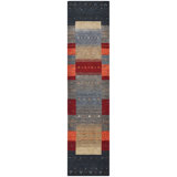 Hand Knotted Wool Area Rug in Black/Gray/Red/Beige