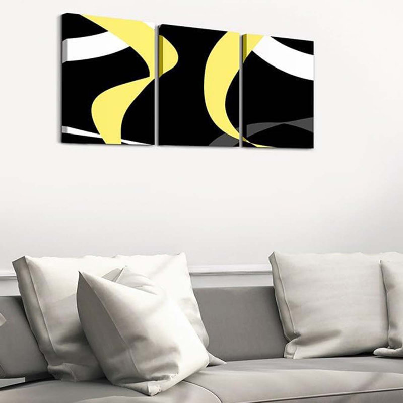 3 Piece Wrapped Canvas Print, Gold