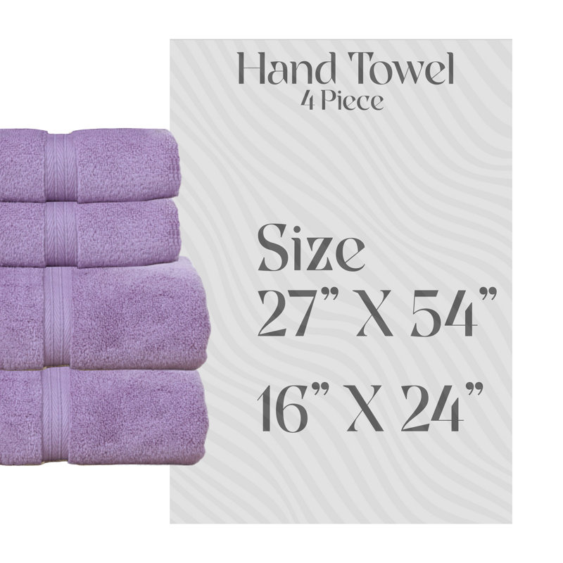 Elegance Essentials 550GSM 100% Cotton Zero Twist Bath Towel Set (2 Bath Towel, 2 Hand Towel), Purple