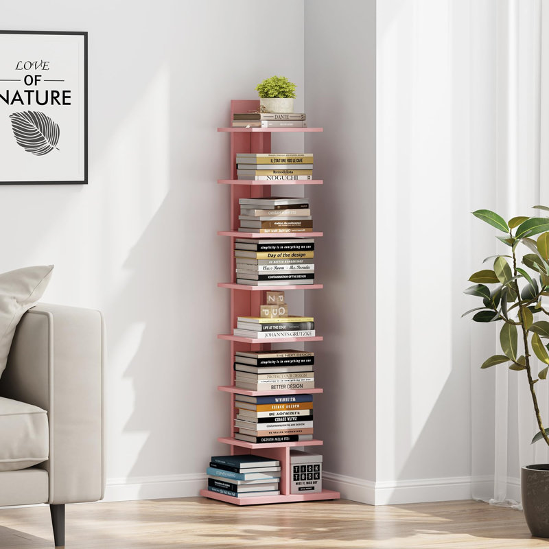Bibliothèque verticale étroite à 8 niveaux, Pink